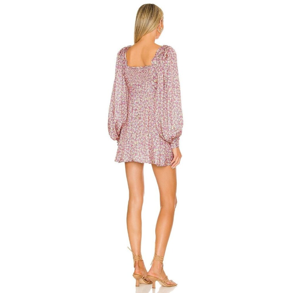 For Love & Lemons Laurie Mini Dress Pink Micro Floral - Picture 4 of 7